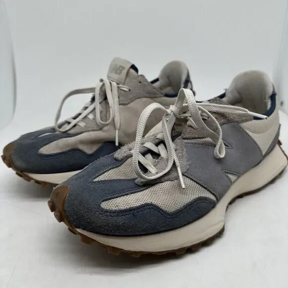 New Balance 327 Navy Blue Beige Suede Retro Low Running Shoes Sneakers Men Sz 10 - Picture 3 of 16